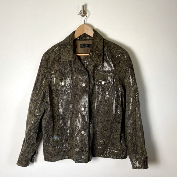 Vintage Comme Toujours Snakeskin print Leather Jacket Size XL - Picture 1 of 14